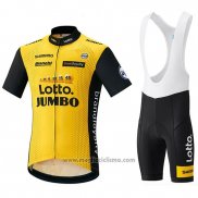 2018 Abbigliamento Ciclismo Lotto NL Jumbo Giallo e Nero Manica Corta e Salopette