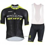 2018 Abbigliamento Ciclismo Mitchelton Scott Nero Manica Corta e Salopette