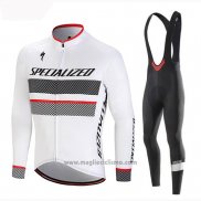 2018 Abbigliamento Ciclismo Specialized Bianco Manica Lunga e Salopette