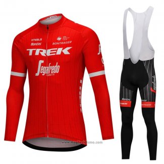 2018 Abbigliamento Ciclismo Trek Segafredo Rosso Manica Lunga e Salopette