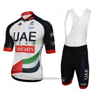 2018 Abbigliamento Ciclismo UCI Mondo Campione Leader UAE Bianco Manica Corta e Salopette