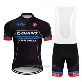 2019 Abbigliamento Ciclismo Giant Castelli Nero Rosso Manica Corta e Salopette