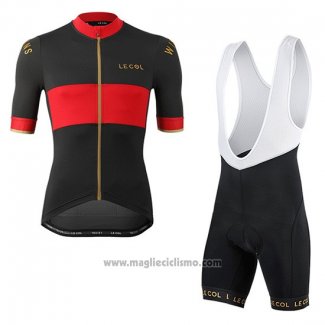 2019 Abbigliamento Ciclismo Lecol Nero Rosso Manica Corta e Salopette