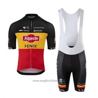 2020 Abbigliamento Ciclismo Alpecin Fenix Nero Giallo Rosso Manica Corta e Salopette