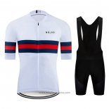 2020 Abbigliamento Ciclismo NDLSS Bianco Manica Corta e Salopette