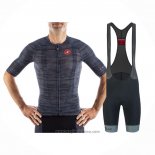 2021 Abbigliamento Ciclismo Castelli Grigio Blu Manica Corta e Salopette