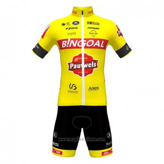 2022 Abbigliamento Ciclismo Bingoal WB Giallo Manica Corta e Salopette