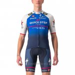 2022 Abbigliamento Ciclismo Deceuninck Quick Step Blu Bianco Manica Corta e Salopette