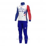 2022 Abbigliamento Ciclismo Groupama FDJ Rosso Blu Manica Lunga e Salopette