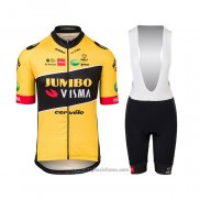 2022 Abbigliamento Ciclismo Jumbo Visma Giallo Manica Corta e Salopette