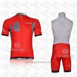 2011 Abbigliamento Ciclismo Look Rosso Manica Corta e Salopette