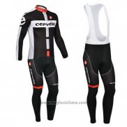 2013 Abbigliamento Ciclismo Cervelo Bianco e Nero Manica Lunga e Salopette