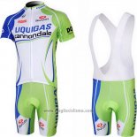 2013 Abbigliamento Ciclismo Liquigas Cannondale Bianco e Verde Manica Corta e Salopette