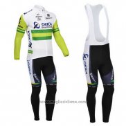 2013 Abbigliamento Ciclismo Orica GreenEDGE Bianco e Verde Manica Lunga e Salopette