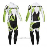 2013 Abbigliamento Ciclismo Pearl Izumi Bianco e Verde Manica Lunga e Salopette