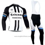 2014 Abbigliamento Ciclismo Giant Shimano Nero e Bianco Manica Lunga e Salopette