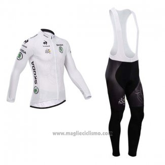 2014 Abbigliamento Ciclismo Tour de France Bianco Manica Lunga e Salopette