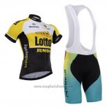 2015 Abbigliamento Ciclismo Lotto NL Jumbo Nero e Giallo Manica Corta e Salopette