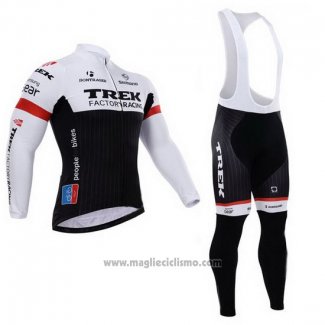 2015 Abbigliamento Ciclismo Trek Factory Racing Factory Racing Bianco e Nero Manica Lunga e Salopette