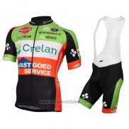 2016 Abbigliamento Ciclismo Crelan AA Rosso e Verde Manica Corta e Salopette