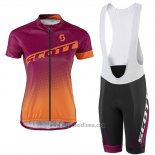 2016 Abbigliamento Ciclismo Donne Scott Rosso e Arancione Manica Corta e Salopette