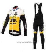 2016 Abbigliamento Ciclismo Lotto NL Jumbo Giallo e Nero Manica Lunga e Salopette