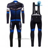 2016 Abbigliamento Ciclismo Santini Blu e Nero Manica Lunga e Salopette