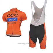 2017 Abbigliamento Ciclismo CCC Nero e Arancione Manica Corta e Salopette