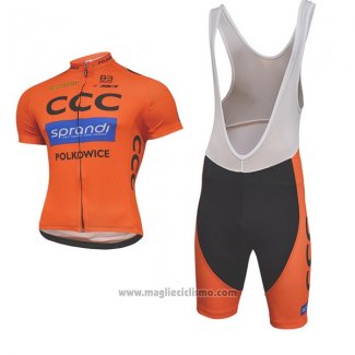2017 Abbigliamento Ciclismo CCC Nero e Arancione Manica Corta e Salopette