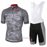 2017 Abbigliamento Ciclismo Castelli Grigio Manica Corta e Salopette