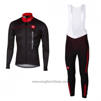 2017 Abbigliamento Ciclismo Castelli Scuro Nero Manica Lunga e Salopette