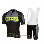 2017 Abbigliamento Ciclismo Castelli Verde e Nero Manica Corta e Salopette