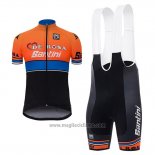 2017 Abbigliamento Ciclismo De Rosa Santini Nero e Arancione Manica Corta e Salopette