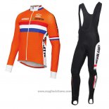 2017 Abbigliamento Ciclismo Paesi Bassi Arancione Manica Lunga e Salopette