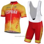 2017 Abbigliamento Ciclismo Spagna Giallo e Rosso Manica Corta e Salopette