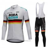 2018 Abbigliamento Ciclismo Bora Campione Belgio Bianco Manica Lunga e Salopette