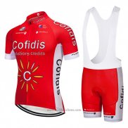 2018 Abbigliamento Ciclismo Cofidis Rosso e Bianco Manica Corta e Salopette