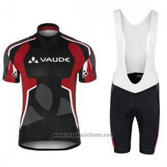 2018 Abbigliamento Ciclismo Vaude Nero e Rosso Manica Corta e Salopette