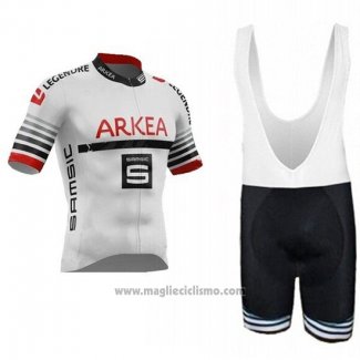 2019 Abbigliamento Ciclismo Arkea Samsic Bianco Rosso Manica Corta e Salopette