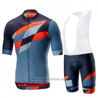 2019 Abbigliamento Ciclismo Castelli Tabula Rasa Blu Arancione Manica Corta e Salopette