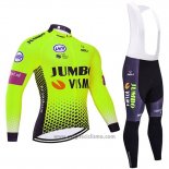 2019 Abbigliamento Ciclismo Jumbo Visma Verde Nero Manica Lunga e Salopette