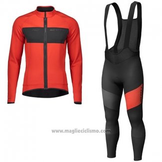 2019 Abbigliamento Ciclismo Scott RC FF Rosso Nero Manica Lunga e Salopette