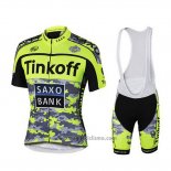 2019 Abbigliamento Ciclismo Tinkoff Giallo Verde Nero Manica Corta e Salopette