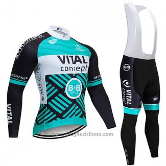 2019 Abbigliamento Ciclismo Vital Concept Blu Bianco Nero Manica Lunga e Salopette