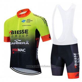 2020 Abbigliamento Ciclismo Biesse Carrera Verde Nero Manica Corta e Salopette