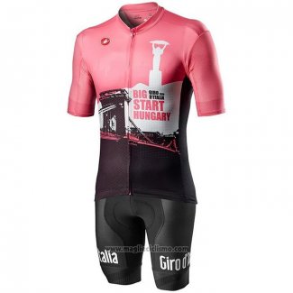 2020 Abbigliamento Ciclismo Giro d'Italia Bianco Nero Rosa Manica Corta e Salopette