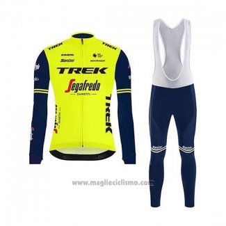 2020 Abbigliamento Ciclismo Trek Segafredo Verde Nero Manica Lunga e Salopette