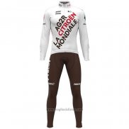 2021 Abbigliamento Ciclismo Ag2r La Mondiale Bianco Manica Lunga e Salopette