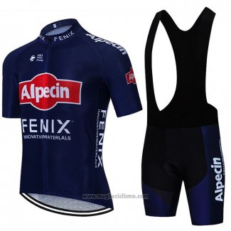 2021 Abbigliamento Ciclismo Alpecin Fenix Scuro Blu Manica Corta e Salopette