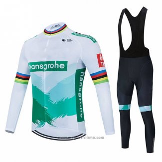 2021 Abbigliamento Ciclismo Bora-Hansgrone Bianco Verde Manica Lunga e Salopette